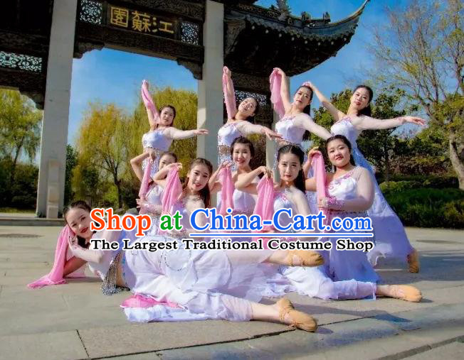 Chinese Mountain Night Listening to the Rain Dance Dress Traditional Classical Dance Stage Performance Costume for Women