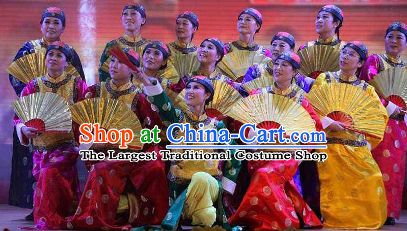 Chinese Beijing My Hometown Qing Dynasty Dance Outfits Traditional Folk Dance Stage Performance Costume for Women