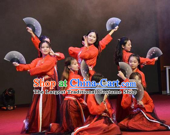 Chinese MangZhong Dance Red Hanfu Dress Traditional Classical Dance Stage Performance Costume for Women