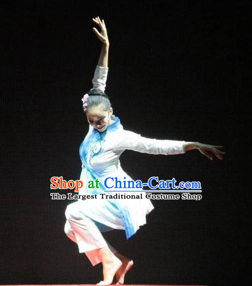 Chinese Shifting Moon Water Shadow Classical Dance Dress Traditional Dance Stage Performance Costume for Women