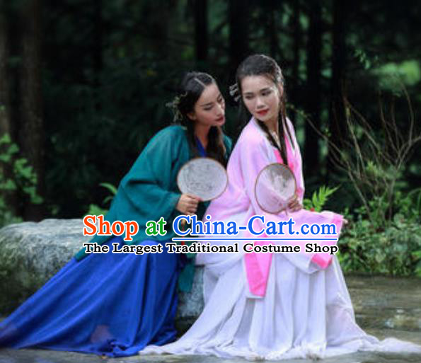 Chinese Duet Fan Dance Green Snake Dress Traditional Classical Dance Stage Performance Costume for Women