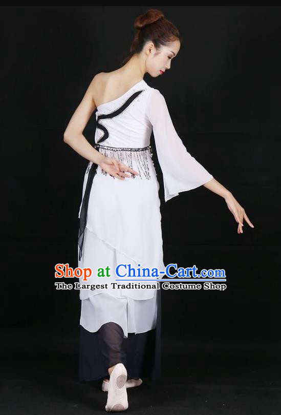 Chinese Feng He Yu Li Folk Dance White Dress Traditional Classical Dance Stage Performance Costume for Women
