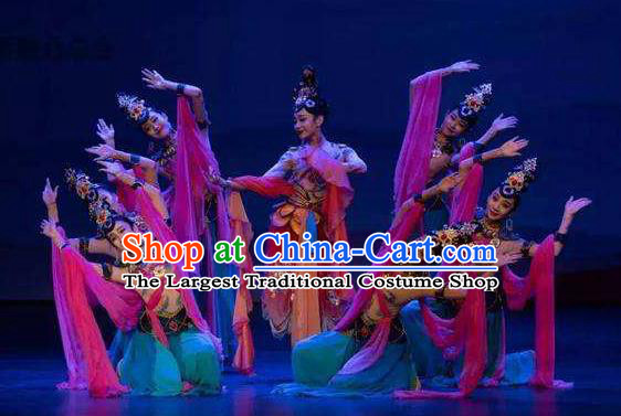 Chinese Flying Apsaras Rainbow Dance Dress Traditional Classical Dance Stage Performance Costume for Women