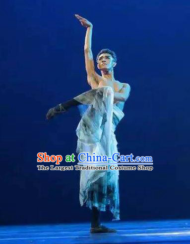 Chinese Traditional Dance Shuimo Gu He Clothing Classical Dance Stage Performance Costume for Men