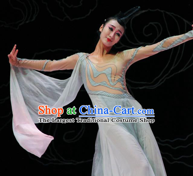 Chinese Fen Mo Stage Performance Dance Light Blue Dress Traditional Classical Dance Costume for Women