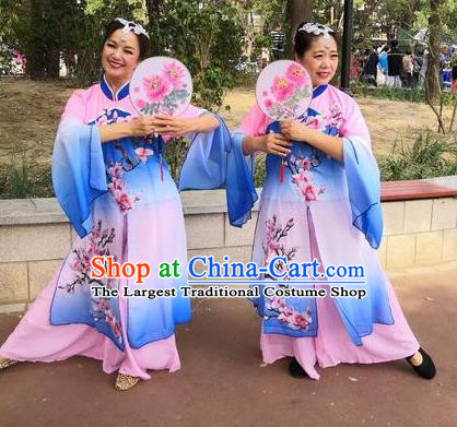 Piao Xiang Zui Chinese Stage Performance Classical Dance Blue Dress Traditional Fan Dance Costume for Women