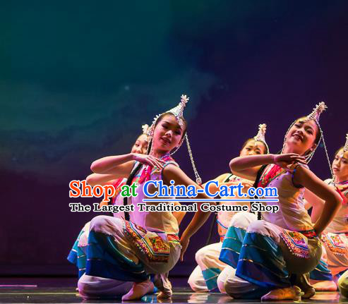 Ta Yun Cai Chinese Yi Nationality Dance Stage Performance Dress Traditional Folk Dance Costume for Women