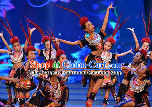 Beautiful Golden Pheasant Chinese Miao Nationality Dance Dress Traditional Folk Dance Costume for Women