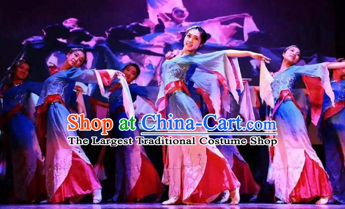 Misty Memories Chinese Classical Dance Stage Show Dress Traditional Folk Dance Costume for Women