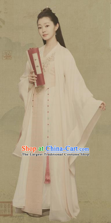 Chinese Ancient Noble Female Fan Ruoruo Drama Qing Yu Nian Joy of Life Song Yi Replica Costume and Headpiece Complete Set