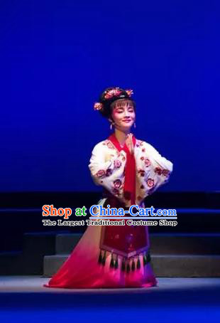 Chinese Shaoxing Opera Actress Dress Costumes and Headpieces Li Hua Qing Yue Opera Hua Tan Young Female Garment Apparels
