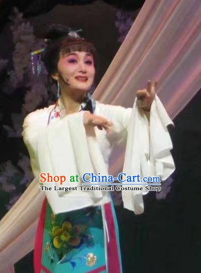 Chinese Shaoxing Opera Young Female Garment Dress Costumes and Headpieces Li Hua Qing Yue Opera Hua Tan Apparels