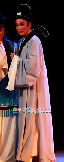 Chinese Yue Opera Poor Scholar Meng Yuntian Costumes and Headwear Shaoxing Opera Xiaosheng Young Male Apparels Garment