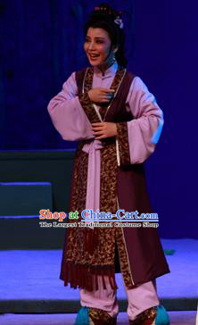 Chinese Shaoxing Opera Elderly Woman Garment Costumes and Headpieces Li Hua Qing Yue Opera Dame Apparels Dress