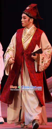 Chinese Yue Opera Merchant Young Man Qian Youliang Costumes Apparels and Headwear Shaoxing Opera Xiaosheng Garment