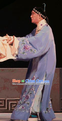 Chinese Kun Opera Hou Chaozong Purple Robe Apparels The Peach Blossom Fan Peking Opera Garment Young Male Costumes and Hat