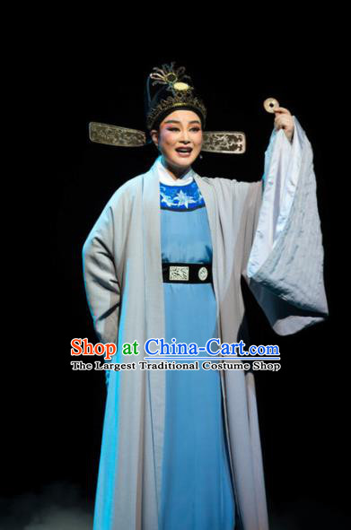 Chinese Yue Opera Xiaosheng Prefecture Liu Chong Costumes and Headwear The Magnificent Mayor Shaoxing Opera Young Male Garment Apparels