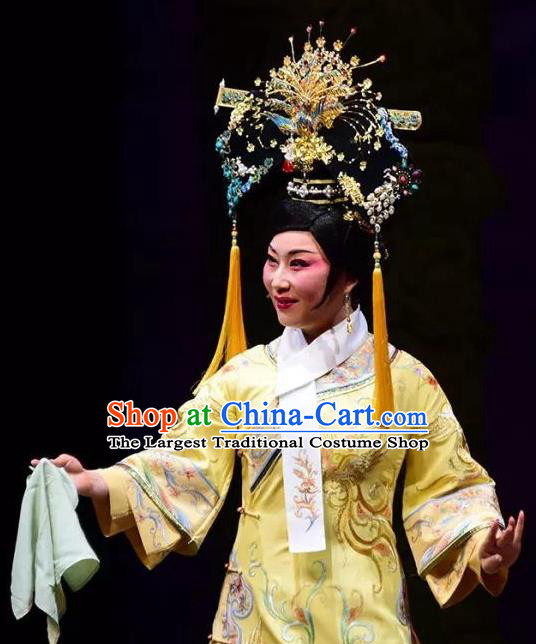 Chinese Shaoxing Opera Hua Tan Dress Costumes and Headdress Emperor Guangxu Opera Young Female Imperial Consort Garment Apparels