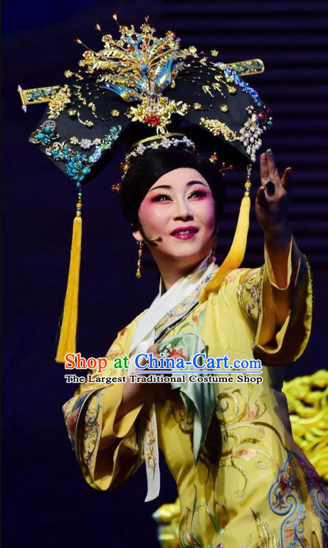 Chinese Shaoxing Opera Hua Tan Dress Costumes and Headdress Emperor Guangxu Opera Young Female Imperial Consort Garment Apparels
