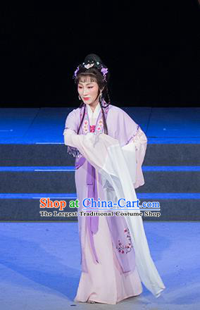 Chinese Shaoxing Opera Hua Tan Actress Purple Garment Dress Costumes and Headpieces Palm Civet for Prince Yue Opera Young Female Apparels