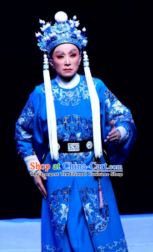 Chinese Yue Opera Wusheng Costumes and Headwear Shaoxing Opera Palm Civet for Prince Court Eunuch Chen Lin Apparels Garment