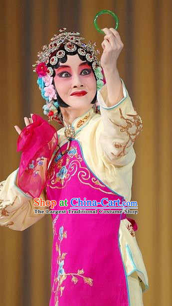 Chinese Peking Opera Young Lady Costumes and Headdress Pick Up the Jade Bracelet Yue Opera Hua Tan Sun Yujiao Dress Garment Apparels