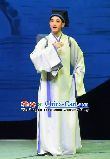 A Song of The Travelling Son Chinese Yue Opera Young Male Costumes Apparels and Headwear Shaoxing Opera Xiaosheng Scholar Garment