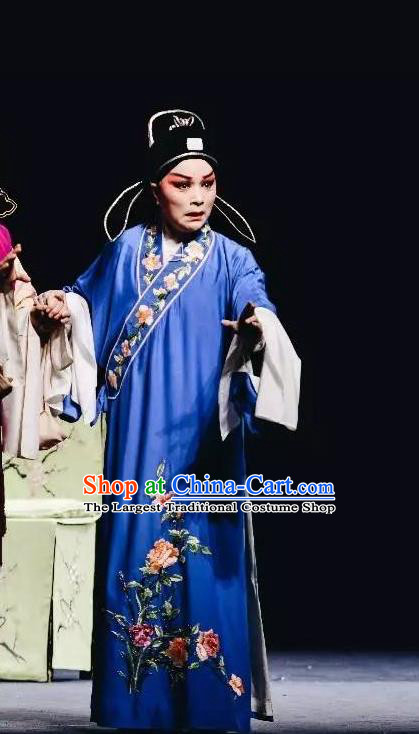 Chinese Kun Opera Young Male Role Apparels The Peach Blossom Fan Peking Opera Garment Niche Scholar Costumes and Hat