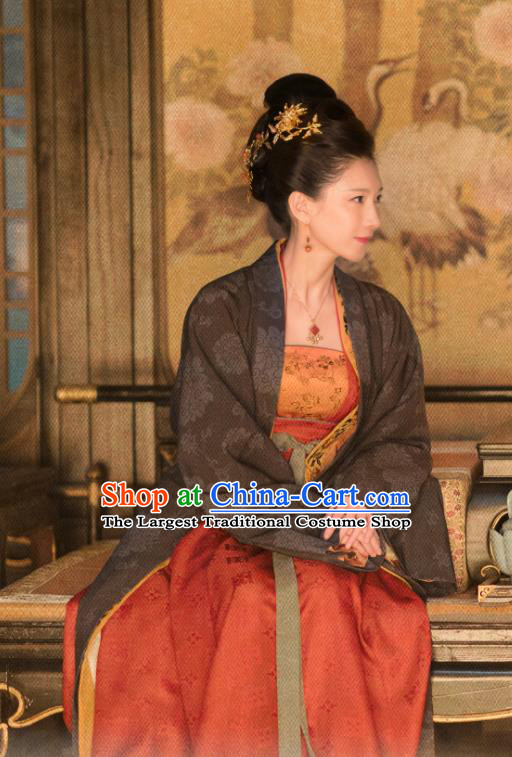 Chinese Song Dynasty Empress Cao Danshu Apparels and Headpieces Drama Serenade of Peaceful Joy Ancient Queen Dress Historical Costumes
