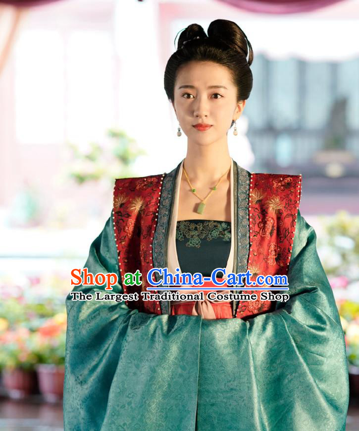 Chinese Ancient Song Dynasty Palace Lady Garment Historical Costumes and Headpiece Drama Serenade of Peaceful Joy Imperial Consort Miao Apparels