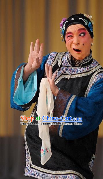 Chinese Peking Opera Elderly Female Apparels Costumes and Headdress Pick Up the Jade Bracelet Yue Opera Laodan Matchmaker Dress Garment