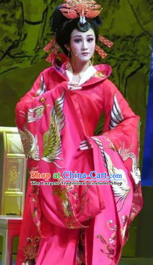 Chinese Shaoxing Opera Rich Female Wang Baochuan Dress Apparels and Hair Accessories Xiu Qiu Ji Yue Opera Hua Tan Garment Costumes