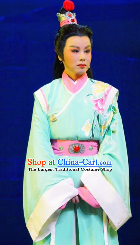 Chinese Yue Opera Scholar Lu Yong Costumes and Headwear Shaoxing Opera Mo Chou Nv Xiaosheng Young Male Garment Apparels