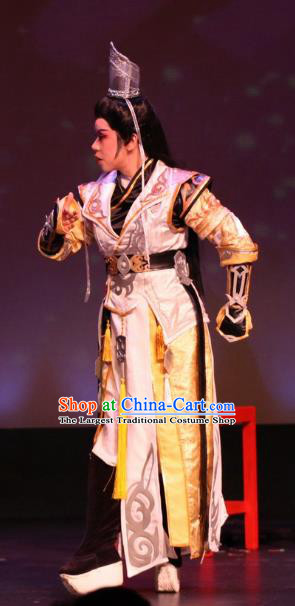 Chinese Yue Opera Wusheng Garment and Headwear Intoxicating Night at the Barracks Shaoxing Opera Young Male Apparels Costumes