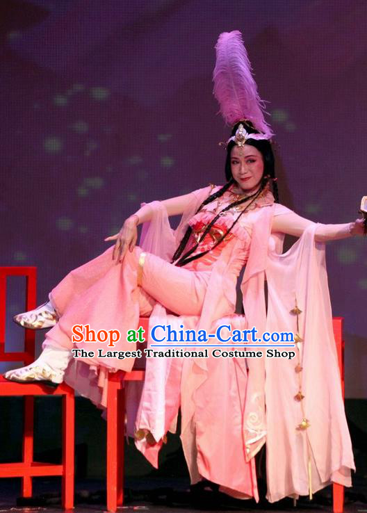 Intoxicating Night at the Barracks Chinese Shaoxing Opera Hua Tan Dance Costumes and Headwear Yue Opera Actress Dress Apparels Garment
