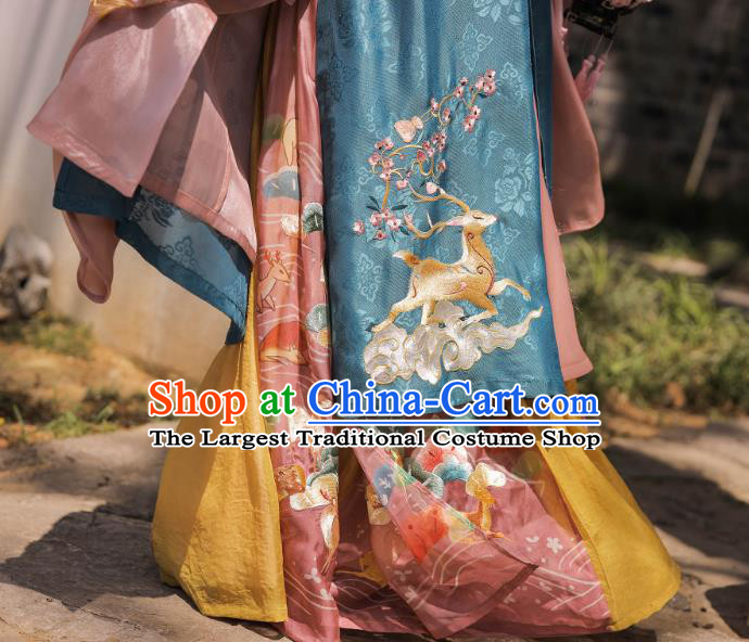 Chinese Ancient Ming Dynasty Young Lady Garment Noble Female Historical Costumes Hanfu Dress Complete Set for Women