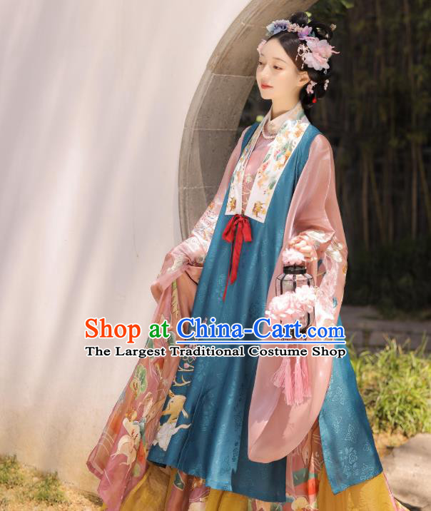 Chinese Ancient Ming Dynasty Young Lady Garment Noble Female Historical Costumes Hanfu Dress Complete Set for Women