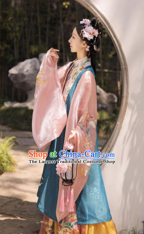 Chinese Ancient Ming Dynasty Young Lady Garment Noble Female Historical Costumes Hanfu Dress Complete Set for Women