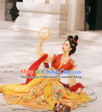 Traditional Chinese Tang Dynasty Historical Costumes Royal Princess Hanfu Dress Ancient Flying Apsaras Dance Garment for Women