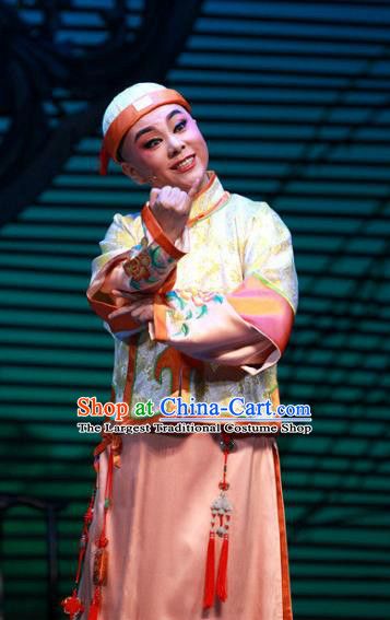 Chinese Yue Opera Xiaosheng Young Male Garment Costumes and Hat Wisp of Hemp Shaoxing Opera Stupid Scholar Apparels