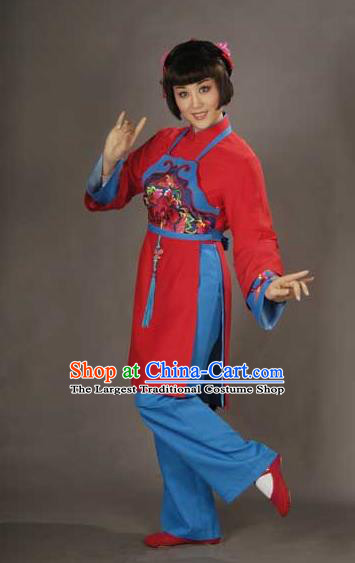 Chinese Shaoxing Opera Country Lady Jiujin Girl Dress and Headpieces Yue Opera Hua Tan Garment Apparels Young Female Costumes