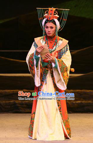 Chinese Shaoxing Opera Hua Tan Dress and Headdress Da Mo Li Ge Yue Opera Young Female Yuwen Fang Garment Apparels Costumes