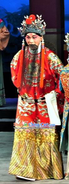 Chinese Classical Kun Opera Emperor Costumes Garment and Hat The Palace of Eternal Youth Peking Opera Elderly Male Apparels
