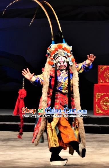 Chinese Classical Kun Opera Wusheng The Palace of Eternal Youth Costumes Garment and Headwear Peking Opera Martial Man Takefu Apparels
