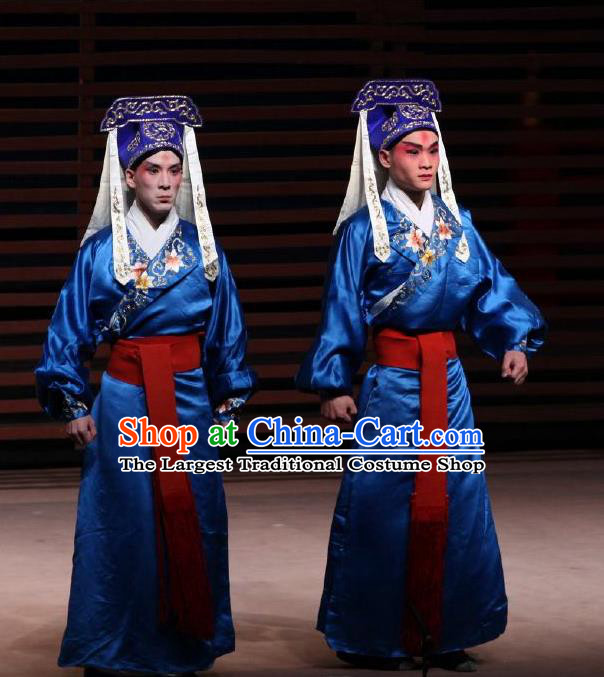 Chinese Classical Kun Opera Soldier Costumes The Palace of Eternal Youth Peking Opera Wusheng Garment Martial Male Apparels and Headwear