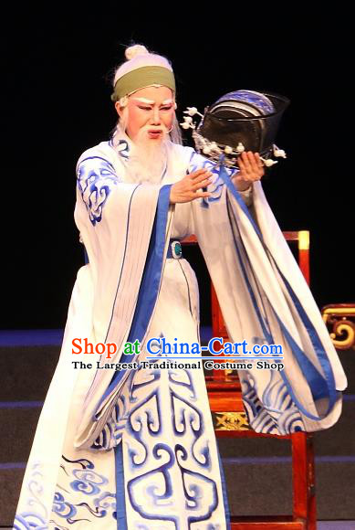 Chinese Yue Opera Elderly Male Costumes and Headwear Han Gong Yuan Shaoxing Opera Garment Official Huo Guang Apparels