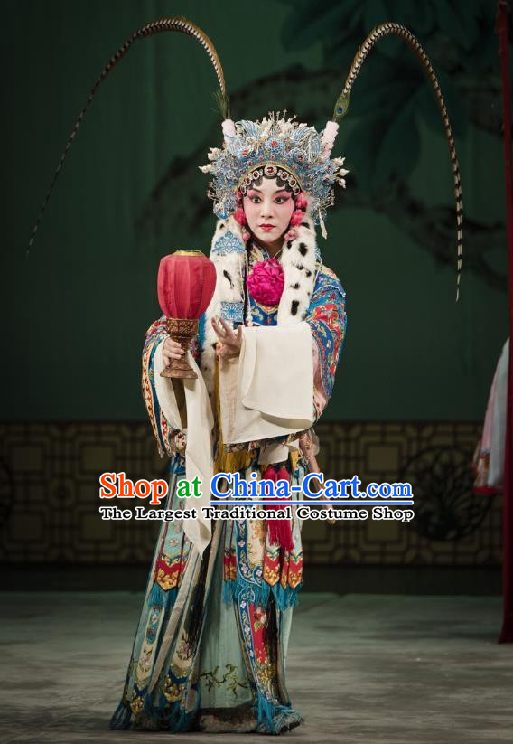 Chinese Kun Opera Hua Tan Hanfu Dress Princess Baihua Peking Opera Blues Garment Apparels Costumes and Headdress