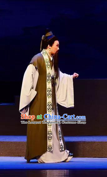 Xi Ma Qiao Chinese Yue Opera Laosheng Costumes and Headwear Shaoxing Opera Elderly Male Apparels Garment