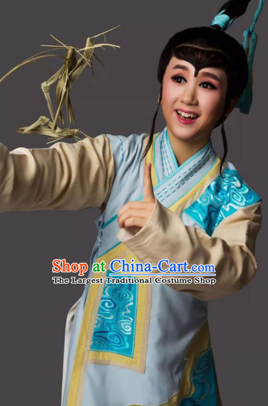 Dong Jun Qu Qi Chinese Yue Opera Wa Wa Sheng Apparels Costumes and Headwear Shaoxing Opera Young Boy Garment Clothing