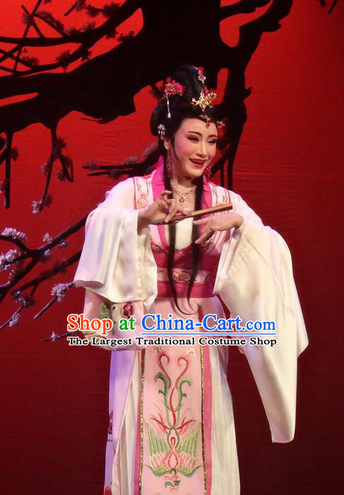 Chinese Shaoxing Opera Rich Lady Pink Dress Shuang Fei Yi Apparels Yue Opera Hua Tan Garment Costumes and Headpieces